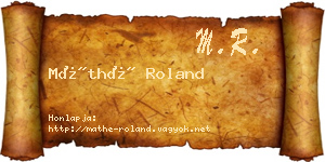 Máthé Roland névjegykártya